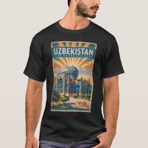 Uzbekistan Kamel Illustration Resa Konst Vintage T Shirt