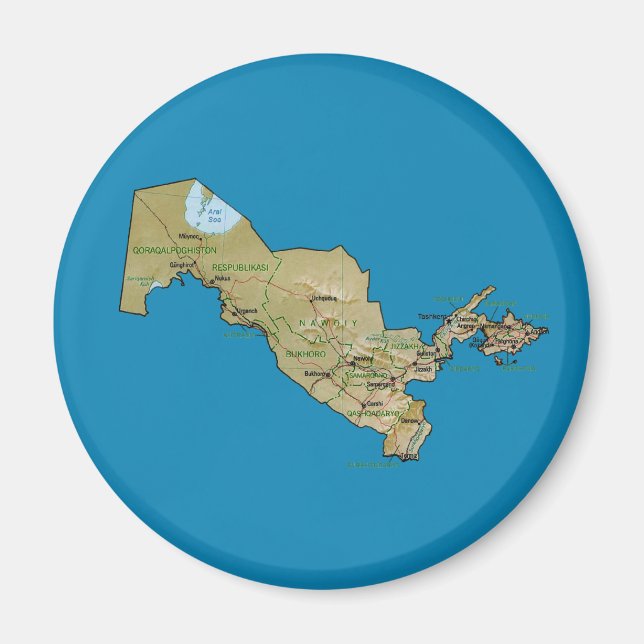 Uzbekistan Karta Magnet (Framsidan)