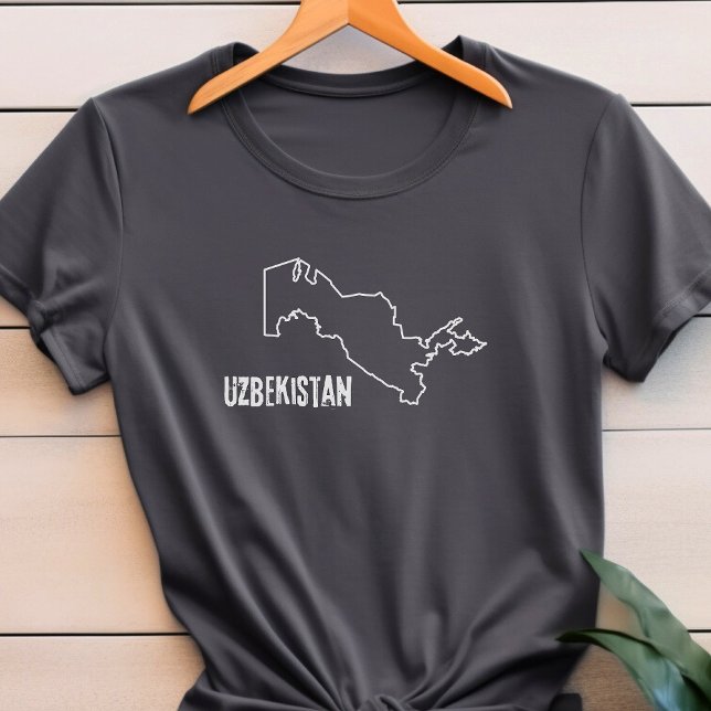 Uzbekistan Landkartslinjeform Uzbekgräns T Shirt (Skapare uppladdad)