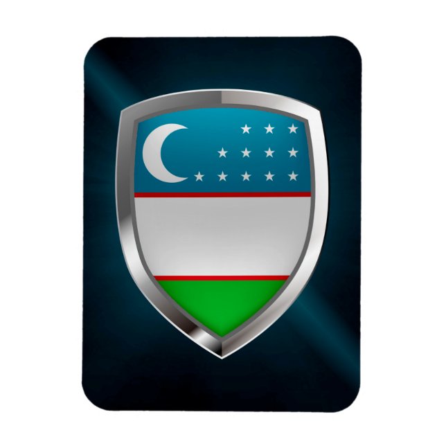 Uzbekistan metallisk Emblem Magnet (Vertikal)