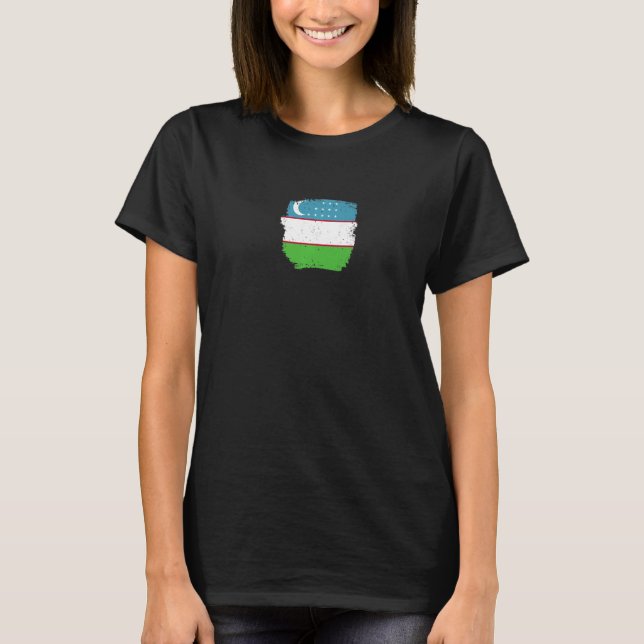 Uzbekistan Proud Uzbekistans Flagga T Shirt (Framsida)