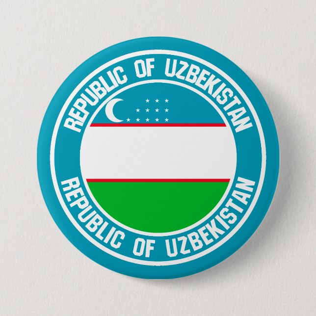 Uzbekistan Round Emblem Knapp (Framsida)