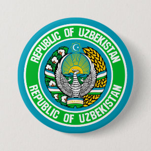 Uzbekistan Round Emblem Knapp