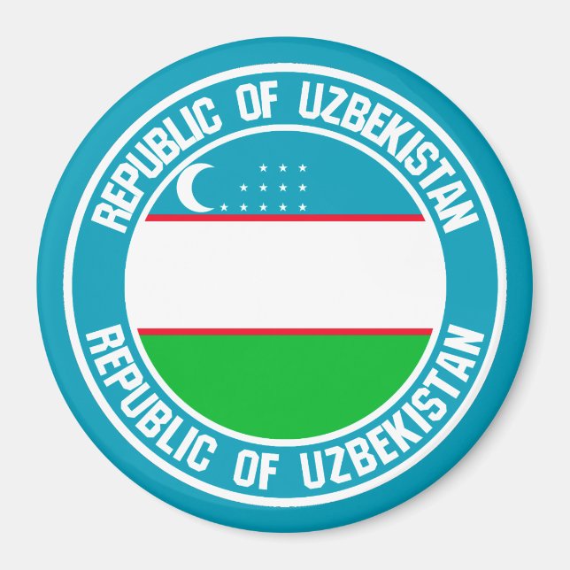 Uzbekistan Round Emblem Magnet (Framsidan)