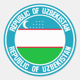 Uzbekistan Round Emblem Runt Klistermärke