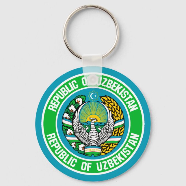 Uzbekistan Rund emblem Nyckelring (Framsida)