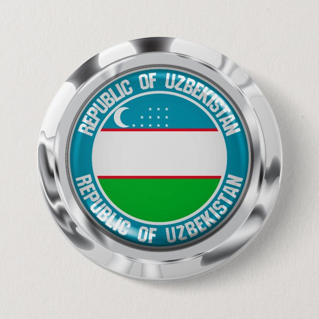 Uzbekistan rundaEmblem Knapp (Framsida)