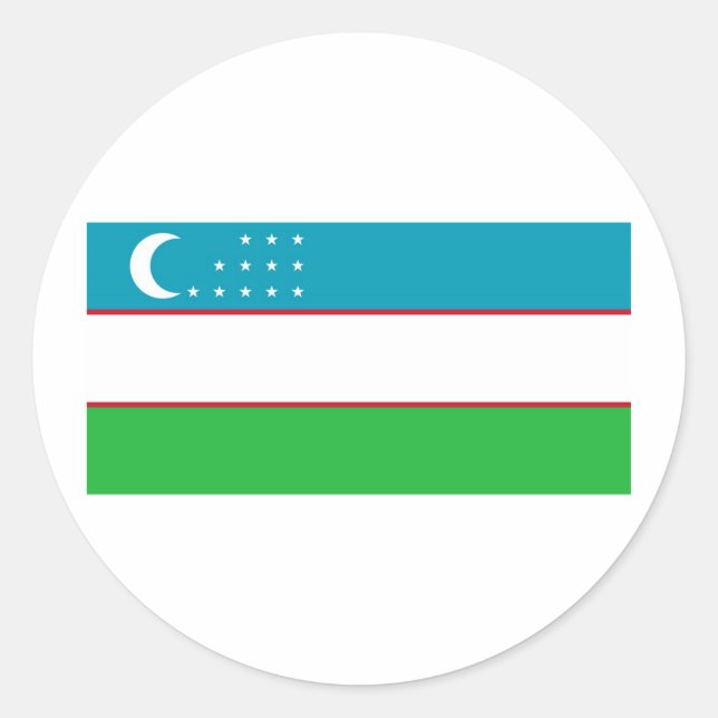 Uzbekistan Sticker Runt Klistermärke (Framsida)