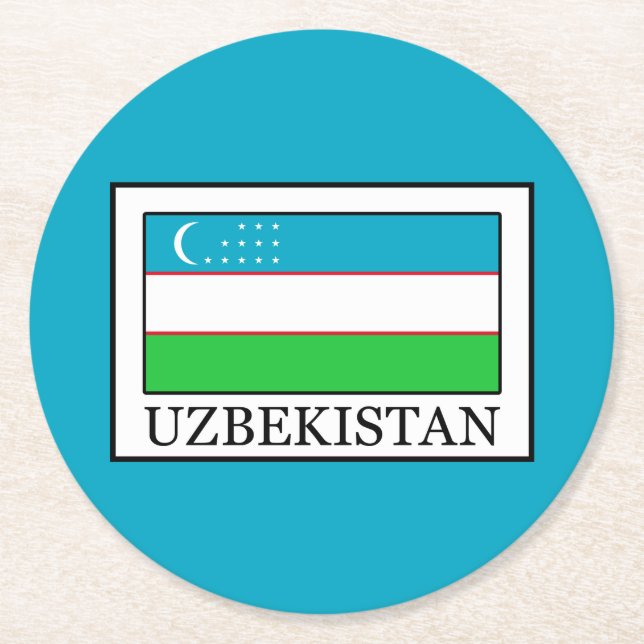 Uzbekistan Underlägg Papper Rund (Framsidan)