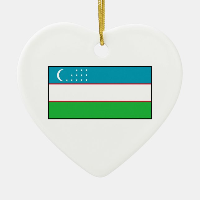 Uzbekistan - uzbekisk flagga julgransprydnad keramik (Framsidan)