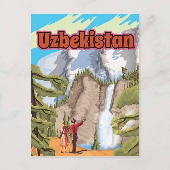 Uzbekistan vintage resemalmanposter vykort (Framsida)