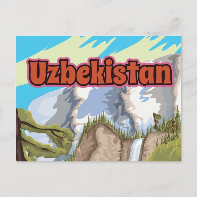 Uzbekistan vintage resemalmanposter vykort (Framsida)