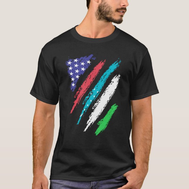 Uzbekistani American Patriot Grown Heart Flagga St T Shirt (Framsida)