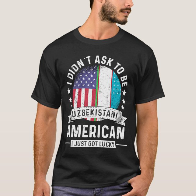 Uzbekistani American Patriot Grown Humor Flagga T Shirt (Framsida)