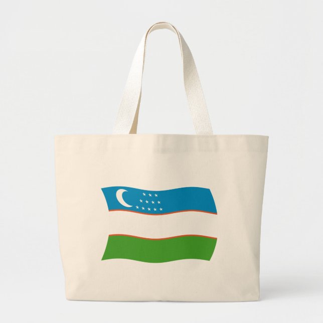 Uzbekistans flag-handväskor jumbo tygkasse (Framsidan)