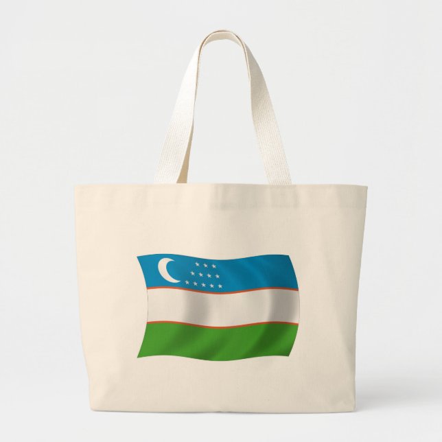 Uzbekistans flag shoppingväska jumbo tygkasse (Framsidan)