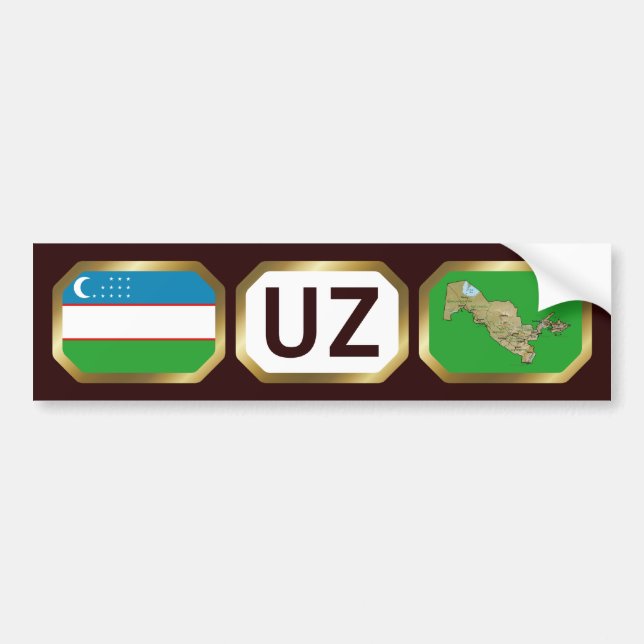 Uzbekistans Flagga-kod, Bumper Sticker Bildekal (Framsidan)