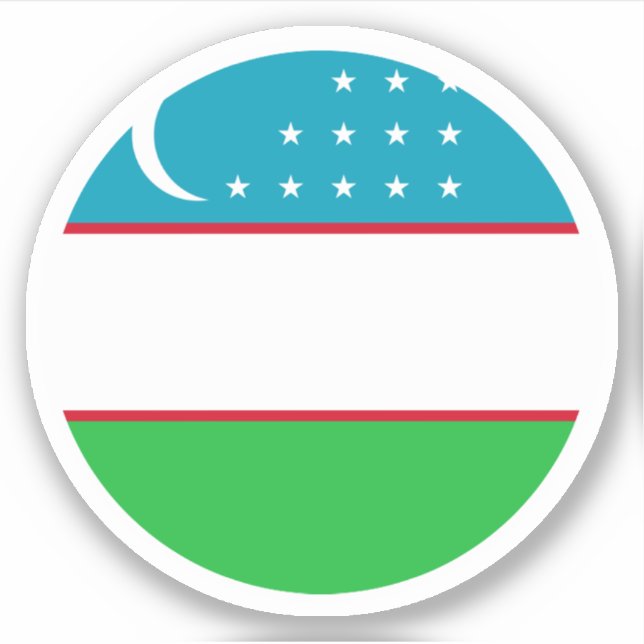Uzbekistans Flagga Round Sticker Klistermärken (Framsida)