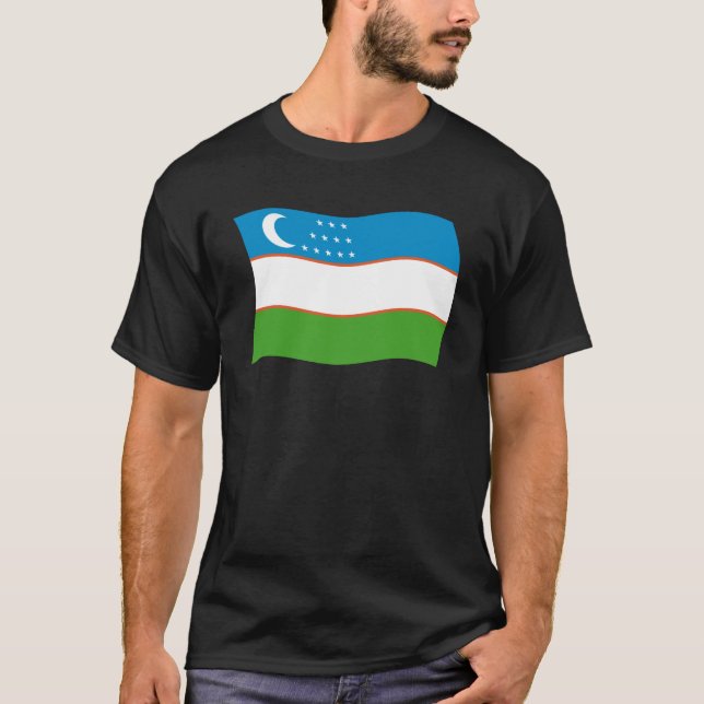 Uzbekistans flagga skjorta tee (Framsida)
