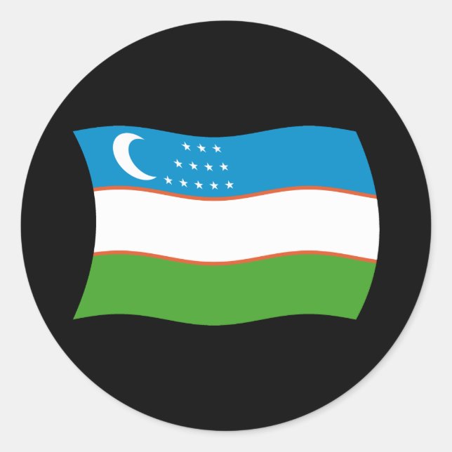 Uzbekistans flaggbiljett runt klistermärke (Framsida)
