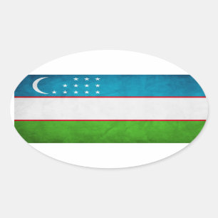 Uzbekistans nationella Flagga Ovalt Klistermärke