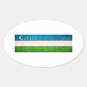 Uzbekistans nationella Flagga Ovalt Klistermärke