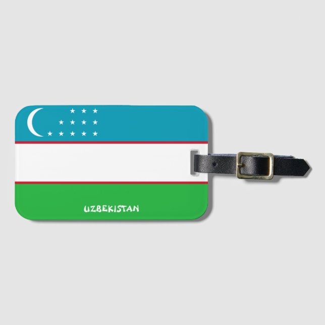 Uzbekistans nationella Flagga Patriotic Bagagebricka (Framsida horisontal)