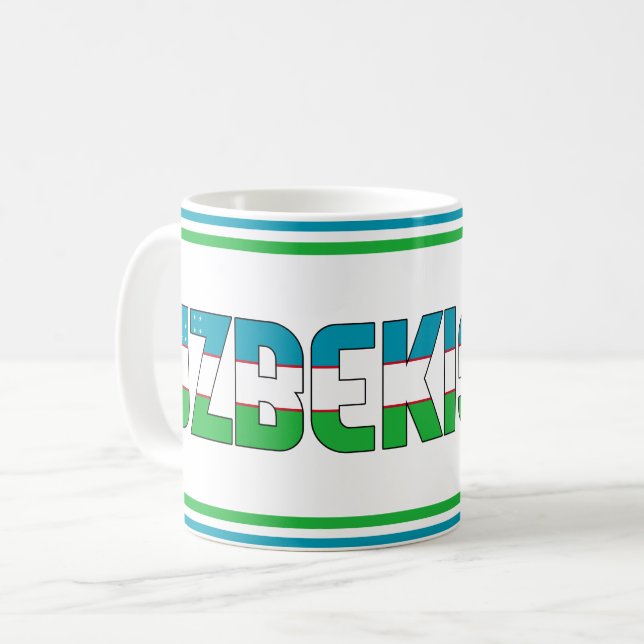 Uzbekistans nationella Flagga Patriotic Kaffemugg (Framsida vänster)