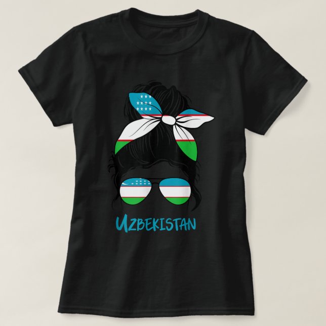 Uzbekistanska flickan Uzbekistan, uzbekiska flagga T Shirt (Design framsida)
