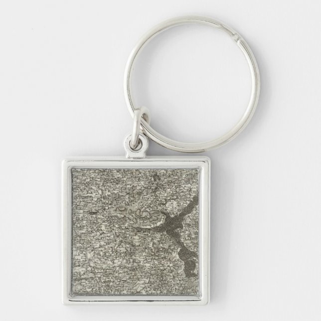 Uzel Fyrkantig Silverfärgad Nyckelring (Framsidan)