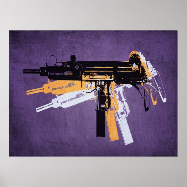 Uzi Sub Maskin Gun på Lila Poster (Framsidan)