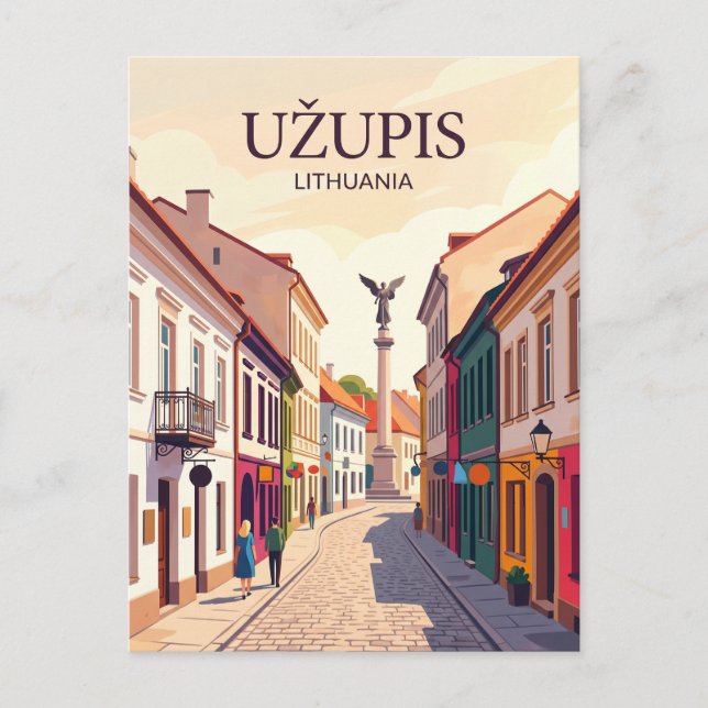 Užupis-distriktet Litauen Vykort (Framsida)