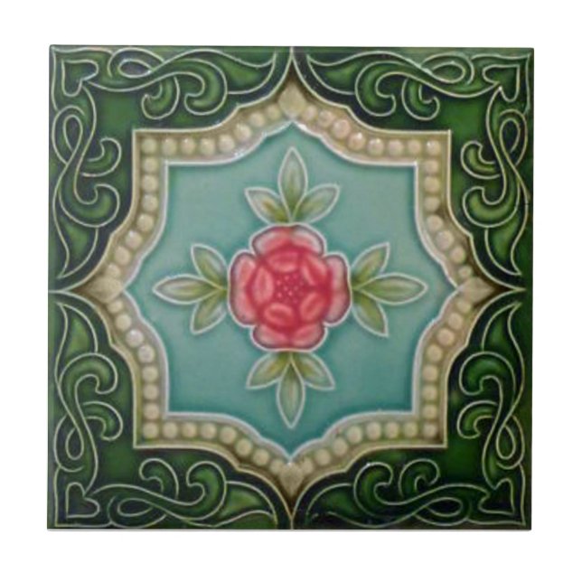 V0063 Viktorian Antique Reproduction Ceramic Tile Kakelplatta (Framsidan)