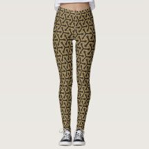 V1 Guld Black Geometric Mönster Leggings ★ Psydefx