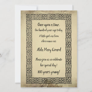 V2 Antique Storybook Centenarian 100 Birthday Kort
