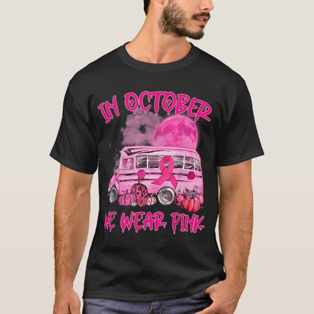 V2DJ School Buss Driver Leopard Breast Cancer Medv T Shirt (Framsida)
