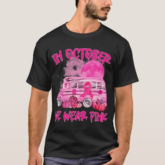 V2DJ School Buss Driver Leopard Breast Cancer T Shirt (Framsida)