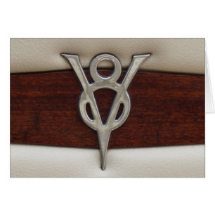 V8 Krom Emblem-läder och trä Hälsningskort