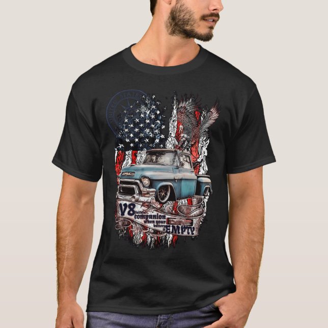 V8 Legendary Pickup GMC 100 Amerikansk lustig gris T Shirt (Framsida)
