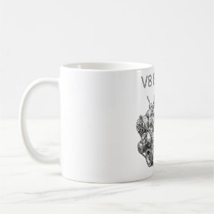 V8-motor blyertsteckning ritning kaffemugg