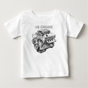 V8-motor blyertsteckning ritning t shirt