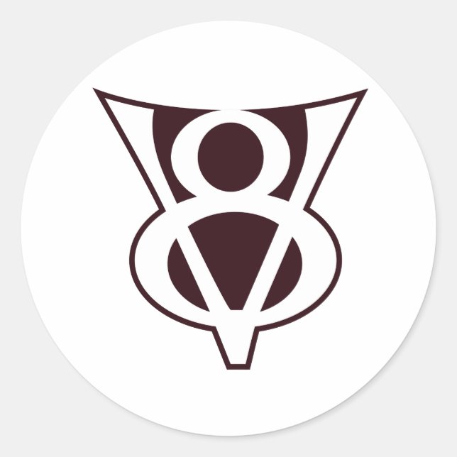 V8-symbol Runt Klistermärke (Framsida)