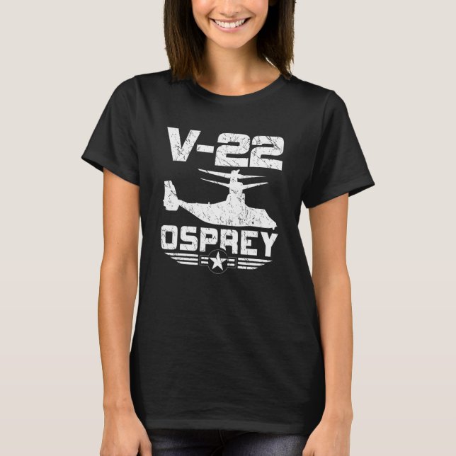 V 22 MV 22 CMV 22B Osprey SVTOL Aircraft Distresse T Shirt (Framsida)