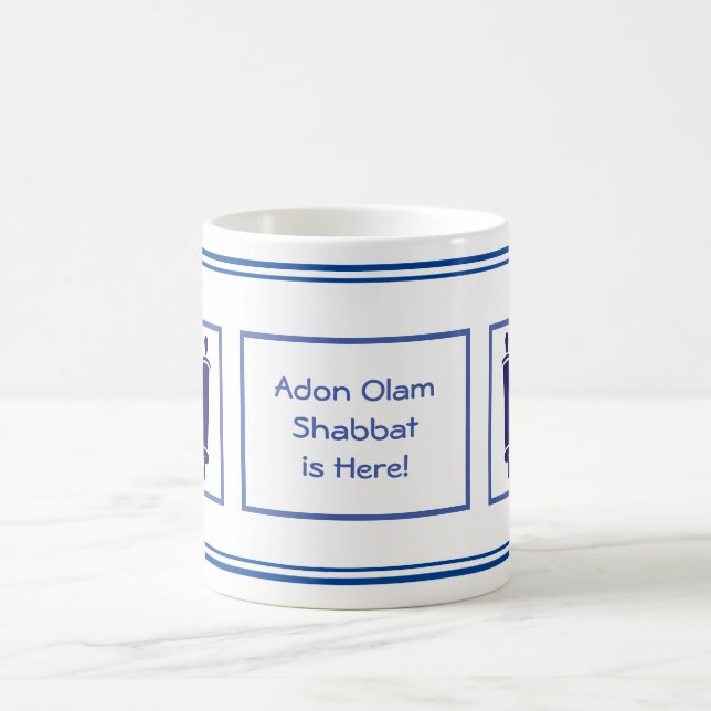 V.4 ADON OLAM, SHABBAT ÄR HÄR! NAVY & WHITE KAFFEMUGG (Center)