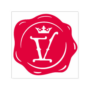 V - Antique Vax Seal Gothic Krona Initial Brev Självfärgande Stämpel