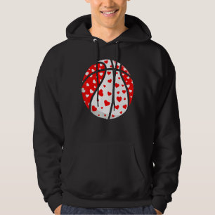 V är för Basketball Funny Hearts Valentines day Sp Hoodie