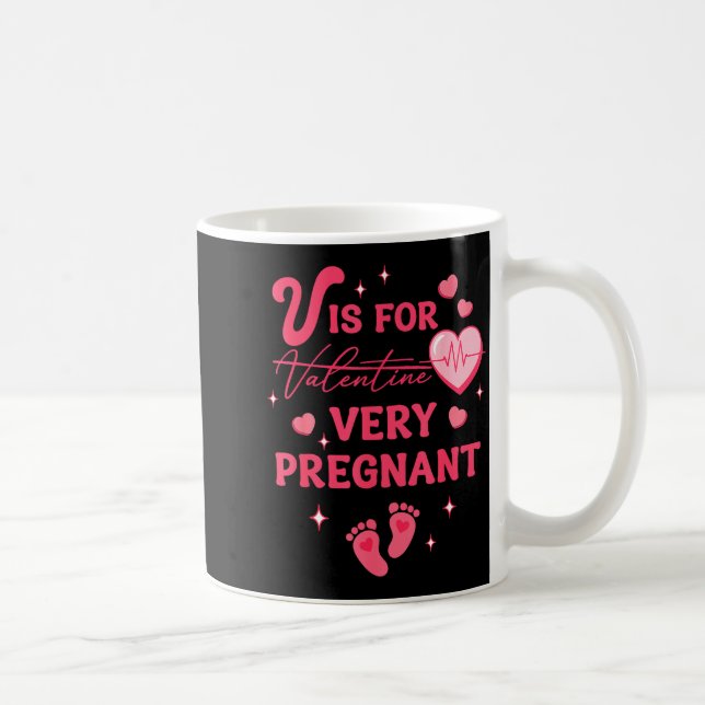 V är för gravid valentines graviditet kaffemugg (Höger)