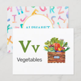 V är för grönsaker - Alfabet Flash Card Vykort