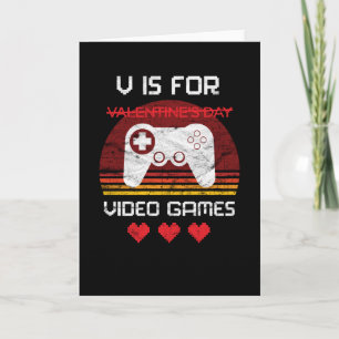 V Är För Roliga Videospel Alla Hjärtans Dag Gamer Kort