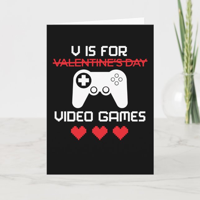 V Är För Roliga Videospel Alla Hjärtans Dag Gamer  Kort (Framsida)